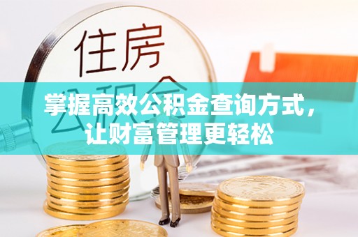 前金掌握高效公积金查询方式，让财富管理更轻松