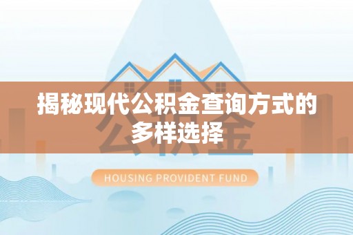 前金揭秘现代公积金查询方式的多样选择