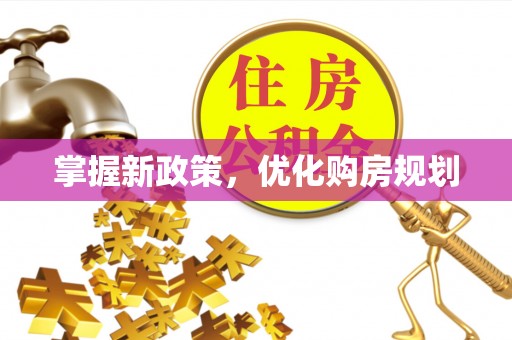 前金掌握新政策，优化购房规划